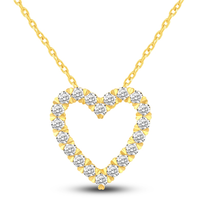 Main Image 1 of Diamond Heart Necklace 1/2 ct tw Round 14K Yellow Gold 18"