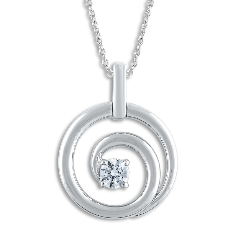 Main Image 3 of Diamond Spiral Pendant Necklace 1/8 ct tw Round 14K White Gold 18&quot;