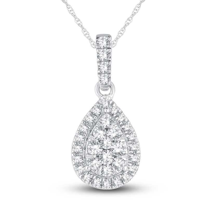 Main Image 1 of Diamond Necklace 1/4 ct tw Round 14K White Gold 19"