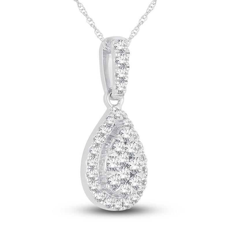 Main Image 2 of Diamond Necklace 1/4 ct tw Round 14K White Gold 19"