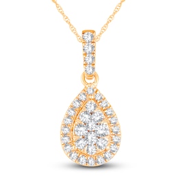 Diamond Pendant Necklace 1/4 ct tw Round 14K Yellow Gold 19"