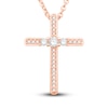 Thumbnail Image 1 of Diamond Cross Pendant Necklace 1/3 ct tw Round 14K Rose Gold 18"
