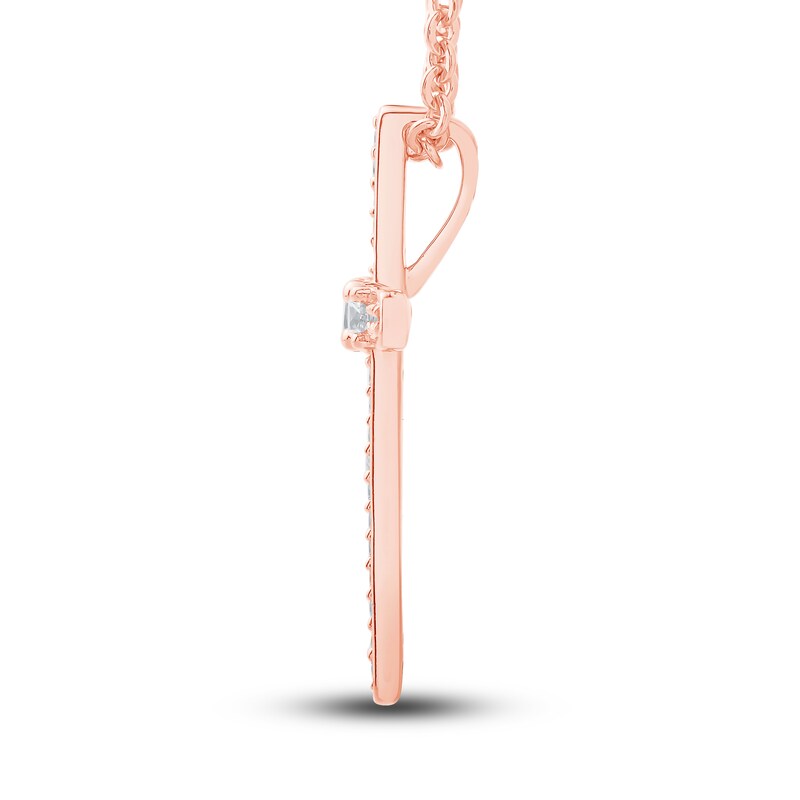 Main Image 2 of Diamond Cross Pendant Necklace 1/3 ct tw Round 14K Rose Gold 18"