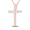 Thumbnail Image 3 of Diamond Cross Pendant Necklace 1/3 ct tw Round 14K Rose Gold 18"