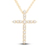 Thumbnail Image 0 of Diamond Cross Pendant Necklace 3/8 ct tw Round 14K Yellow Gold 18"