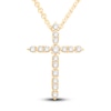 Thumbnail Image 1 of Diamond Cross Pendant Necklace 3/8 ct tw Round 14K Yellow Gold 18"