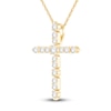 Thumbnail Image 2 of Diamond Cross Pendant Necklace 3/8 ct tw Round 14K Yellow Gold 18"