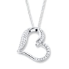 Thumbnail Image 1 of Diamond Heart Pendant Necklace 1/6 ct tw Round 14K White Gold 18"