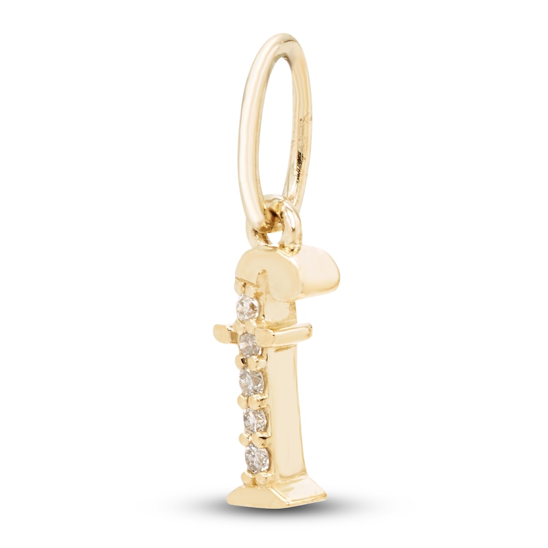 Diamond Accent Letter F Charm 10K Yellow Gold