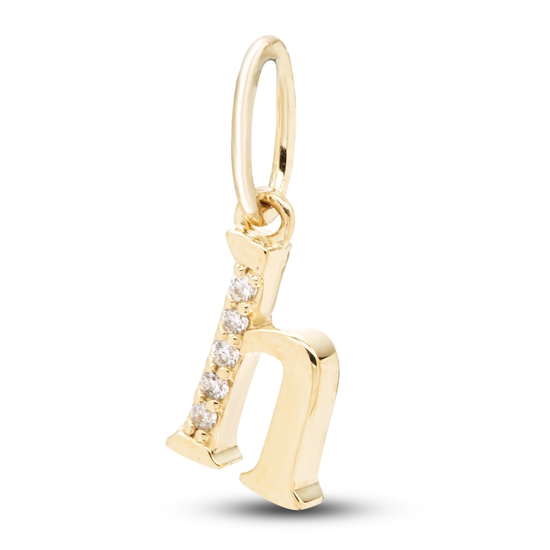 Diamond Accent Letter H Charm 10K Yellow Gold