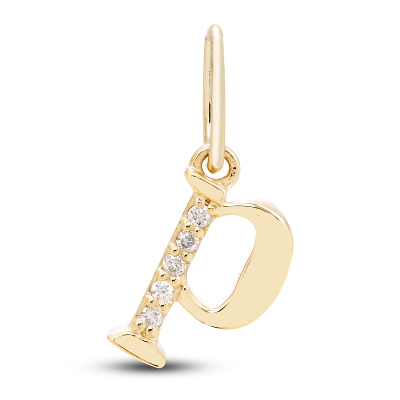 Diamond Accent Letter P Charm 10K Yellow Gold