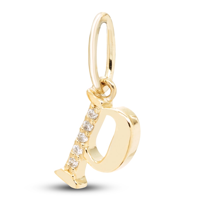 Diamond Accent Letter P Charm 10K Yellow Gold