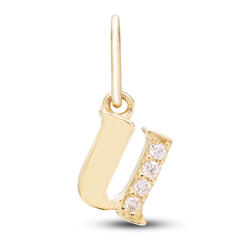 Diamond Accent Letter U Charm 10K Yellow Gold