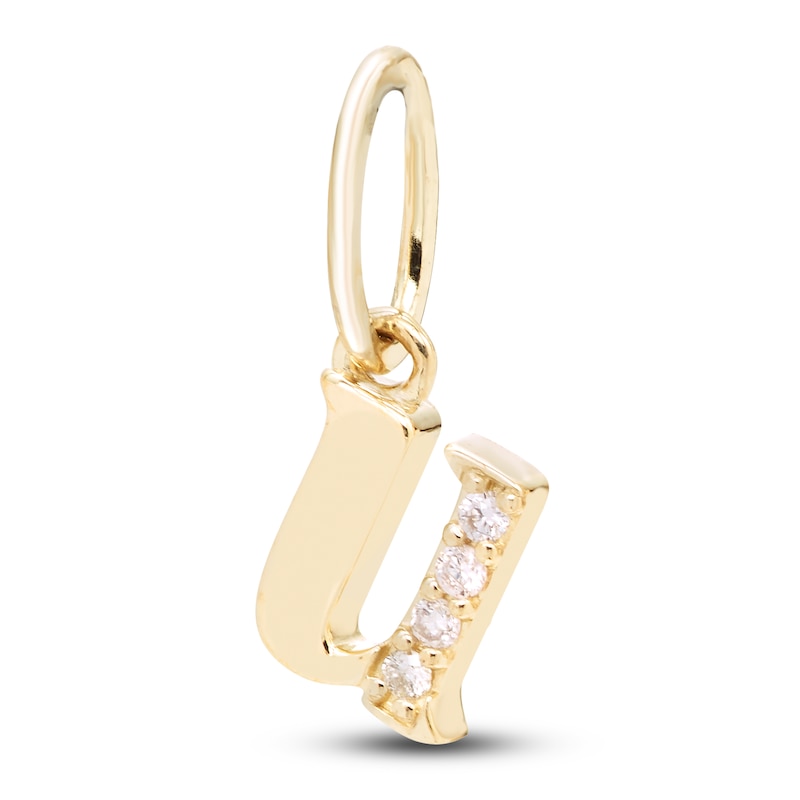 Diamond Accent Letter U Charm 10K Yellow Gold