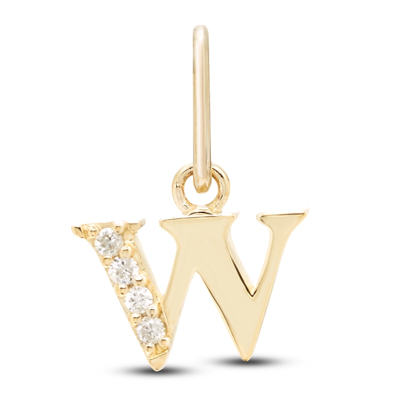 Diamond Accent Letter W Charm 10K Yellow Gold