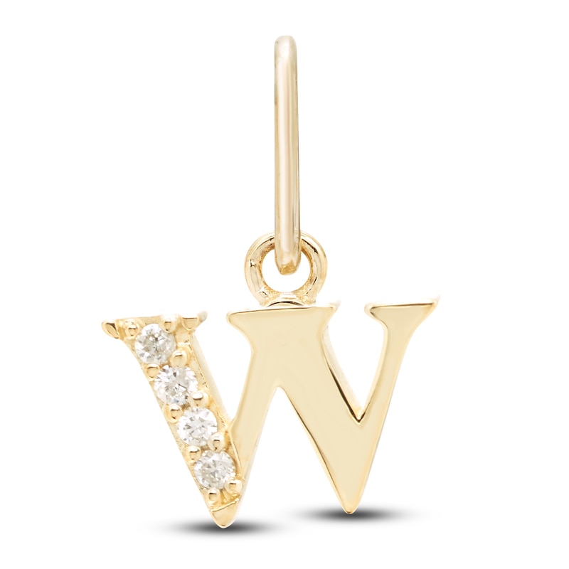 Main Image 1 of Diamond Accent Letter W Charm 10K Yellow Gold
