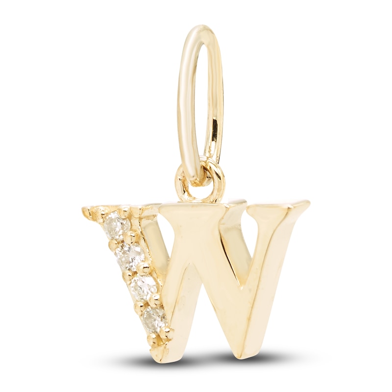 Diamond Accent Letter W Charm 10K Yellow Gold