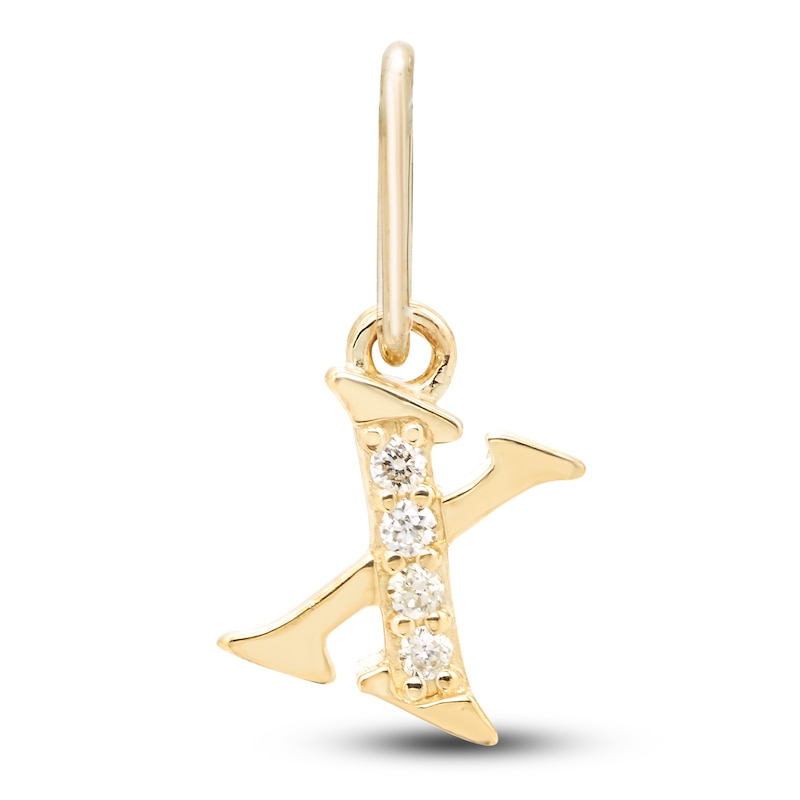 Diamond Accent Letter X Charm 10K Yellow Gold