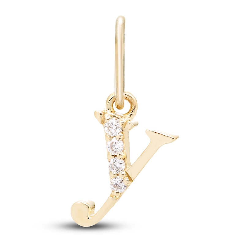 Diamond Accent Letter Y Charm 10K Yellow Gold