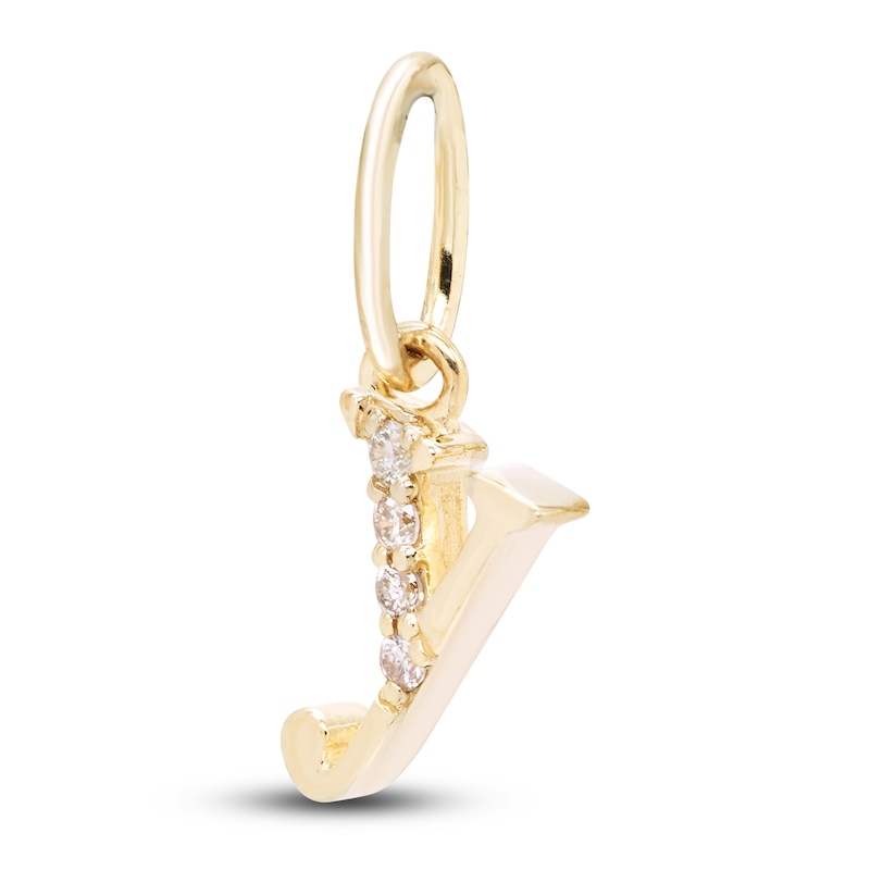 Diamond Accent Letter Y Charm 10K Yellow Gold