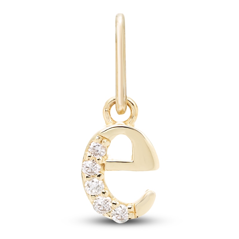 Diamond Accent Letter E Charm 10K Yellow Gold