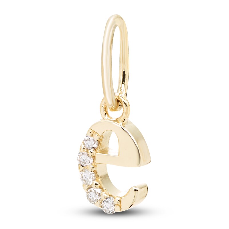 Diamond Accent Letter E Charm 10K Yellow Gold