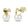 Thumbnail Image 1 of Freshwater Cultured Pearl Heart Earrings 14K Yellow Gold
