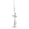 Thumbnail Image 2 of High-Polish Cross Pendant Necklace Diamond Accents 14K White Gold 18&quot;