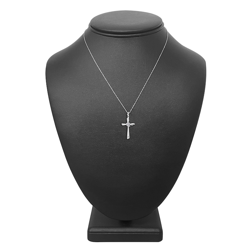 Main Image 4 of High-Polish Cross Pendant Necklace Diamond Accents 14K White Gold 18&quot;