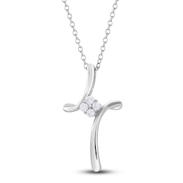 Diamond Pendant Necklace 1/10 ct tw Round 14K White Gold 18"