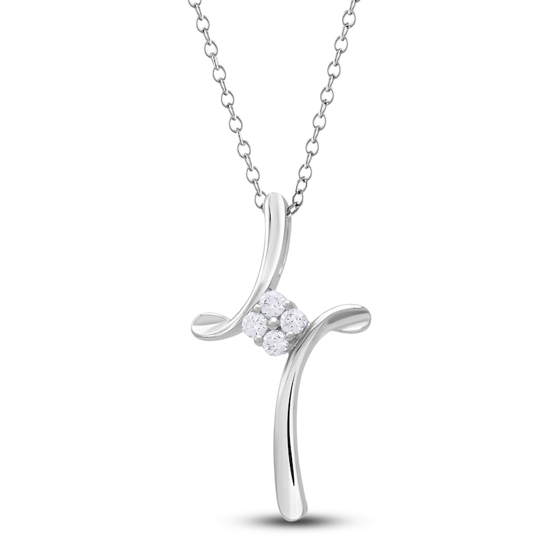 Main Image 1 of Diamond Pendant Necklace 1/10 ct tw Round 14K White Gold 18"