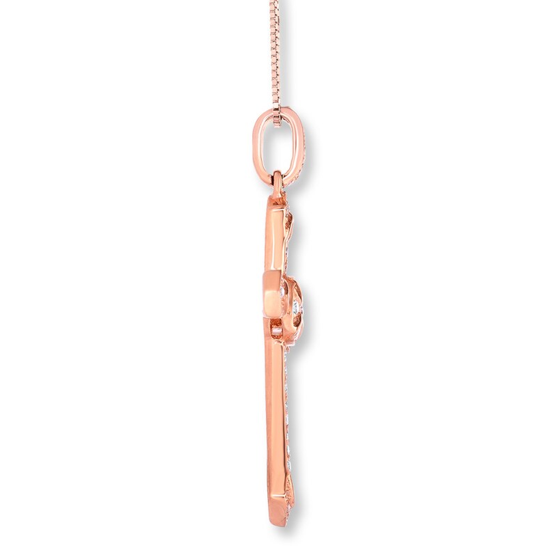 Main Image 2 of Diamond Cross Necklace 1/4 ct tw Round 14K Rose Gold