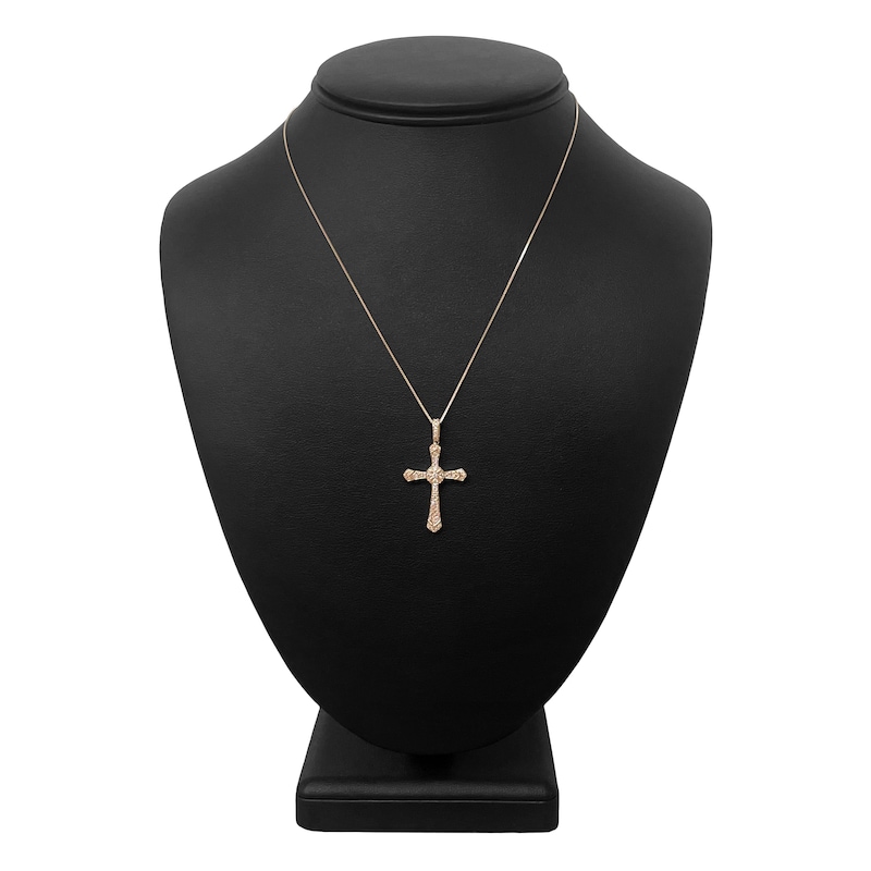 Main Image 3 of Diamond Cross Necklace 1/4 ct tw Round 14K Rose Gold