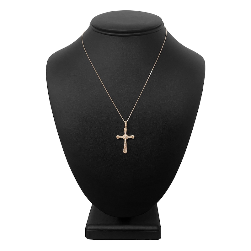 Diamond Cross Necklace 1/4 ct tw Round 14K Rose Gold