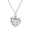 Thumbnail Image 1 of Diamond Heart Necklace 1/4 ct tw Round 14K Two-Tone Gold 18"
