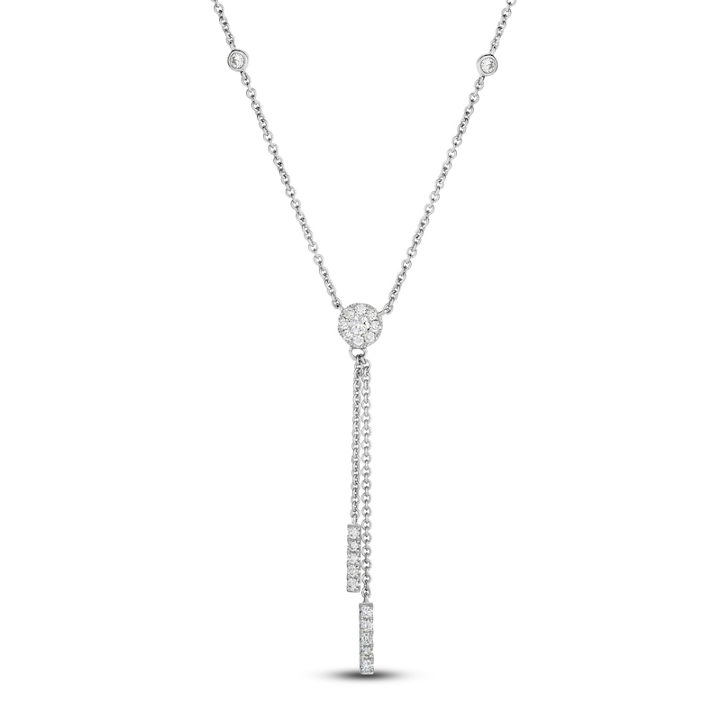 Main Image 1 of Diamond Lariat Necklace 1/3 ct tw Round 14K White Gold
