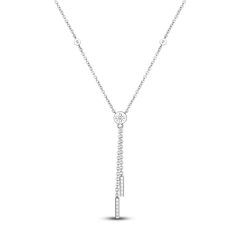Main Image 3 of Diamond Lariat Necklace 1/3 ct tw Round 14K White Gold