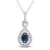 Thumbnail Image 1 of Natural Blue Sapphire Pendant Necklace 1/5 ct tw Diamonds 14K White Gold