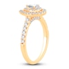 Thumbnail Image 2 of Diamond Double Halo Engagement Ring 3/4 ct tw Pear/Round 14K Yellow Gold