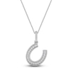 Thumbnail Image 1 of Diamond Horseshoe Pendant Necklace 1/10 ct tw Round 14K White Gold 18"