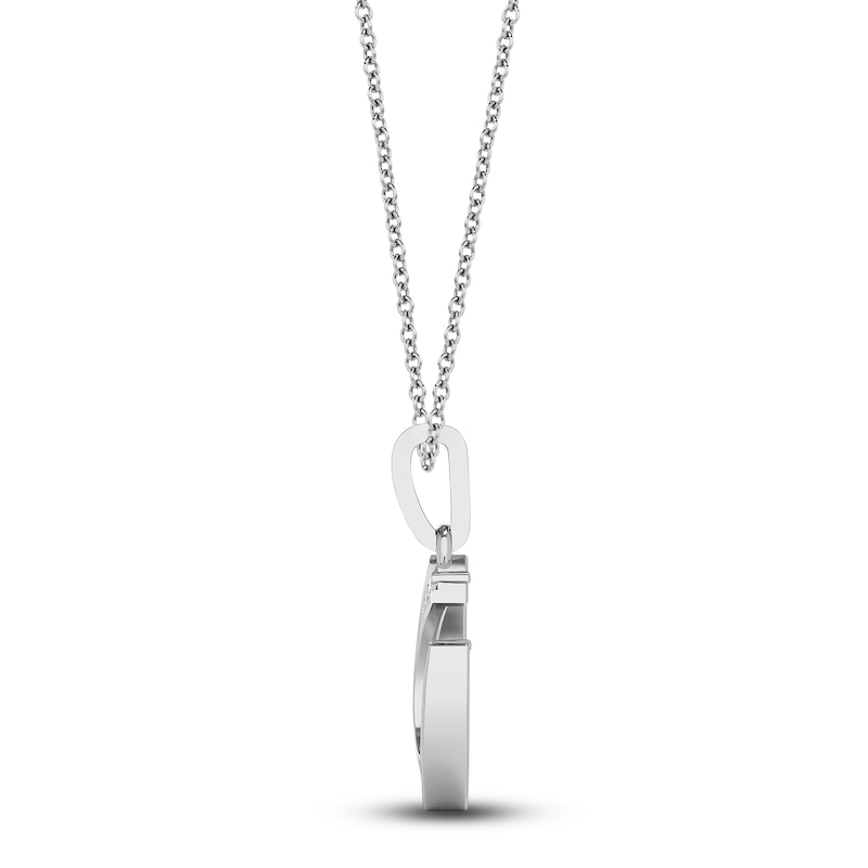 Main Image 3 of Diamond Horseshoe Pendant Necklace 1/10 ct tw Round 14K White Gold 18"