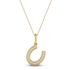 Thumbnail Image 1 of Diamond Horseshoe Pendant Necklace 1/10 ct tw Round 14K Yellow Gold 18"