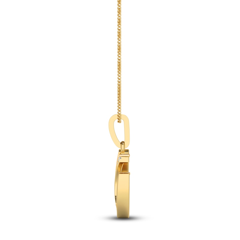 Main Image 3 of Diamond Horseshoe Pendant Necklace 1/10 ct tw Round 14K Yellow Gold 18"
