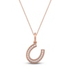 Thumbnail Image 1 of Diamond Horseshoe Pendant Necklace 1/10 ct tw Round 14K Rose Gold 18"