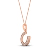 Thumbnail Image 2 of Diamond Horseshoe Pendant Necklace 1/10 ct tw Round 14K Rose Gold 18"