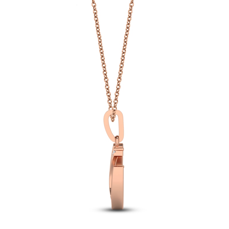 Main Image 3 of Diamond Horseshoe Pendant Necklace 1/10 ct tw Round 14K Rose Gold 18"