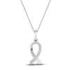 Thumbnail Image 1 of Diamond Ribbon Pendant Necklace 1/10 ct tw Round 14K White Gold 18"