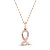 Thumbnail Image 1 of Diamond Ribbon Pendant Necklace 1/10 ct tw Round 14K Rose Gold 18"