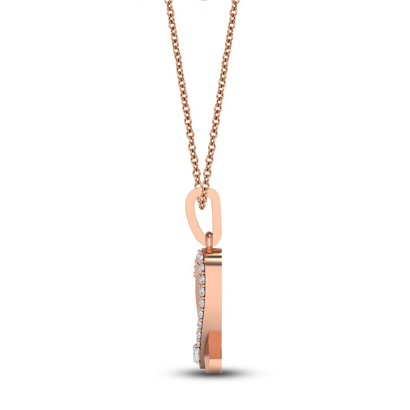 Main Image 3 of Diamond Ribbon Pendant Necklace 1/10 ct tw Round 14K Rose Gold 18"