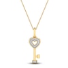 Thumbnail Image 1 of Diamond Heart Key Pendant Necklace 1/20 ct tw Round 14K Yellow Gold 18"